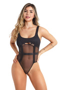 Body en lycra y tul negro